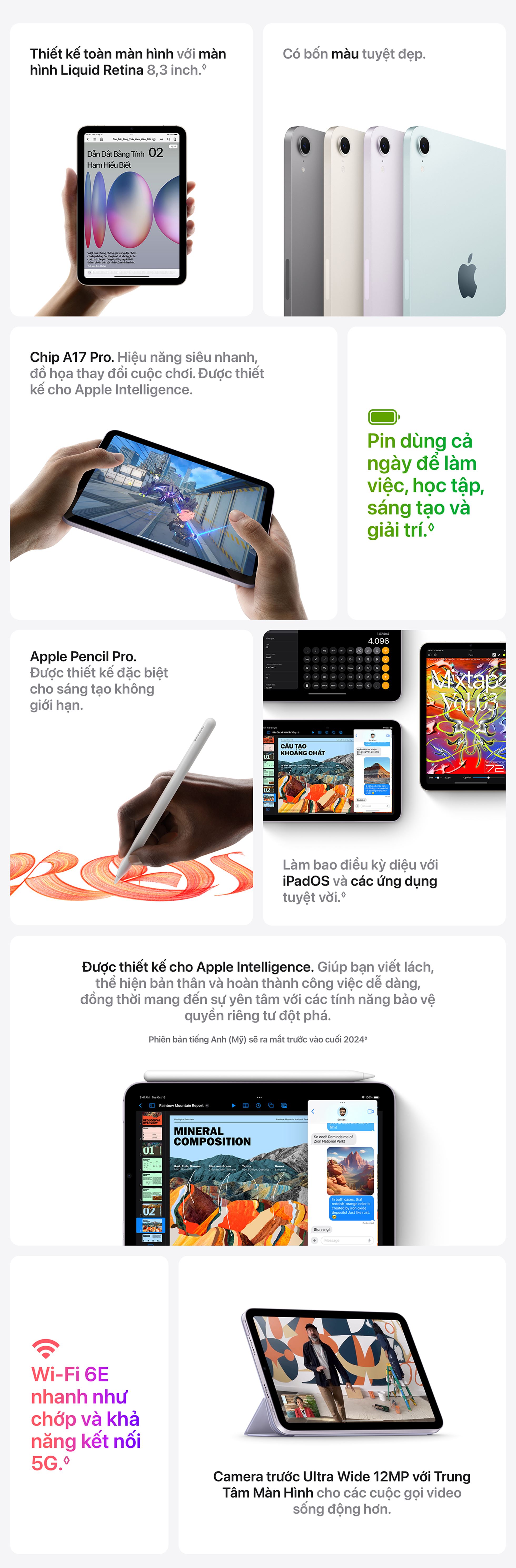 iPad mini 7 WiFi 256GB - Thông Số Kỹ Thuật