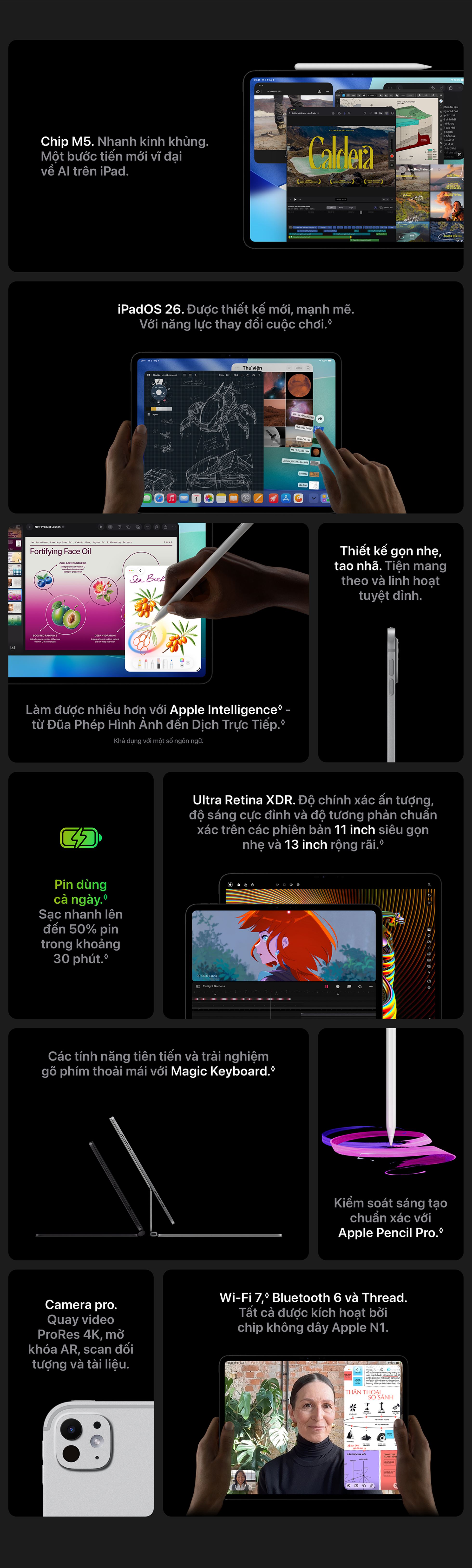 iPad Pro M5 13 inch Nano 5G 2TB - Thông Số Kỹ Thuật
