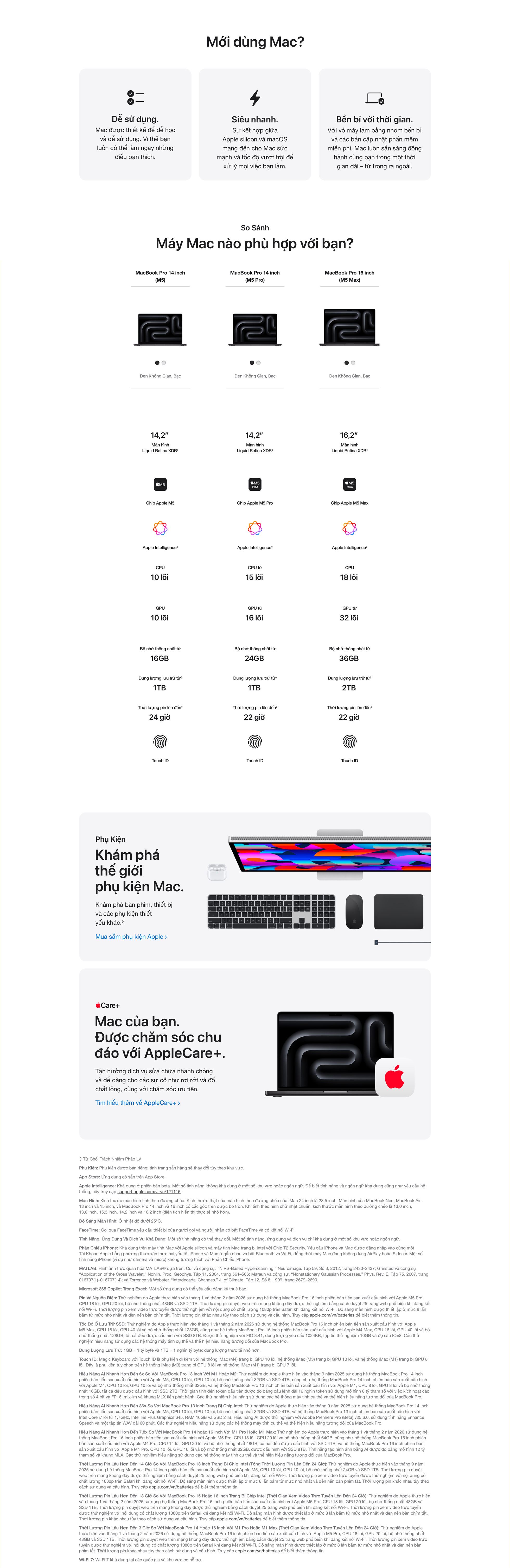 MacBook Pro 16 inch M5 Max - So sánh