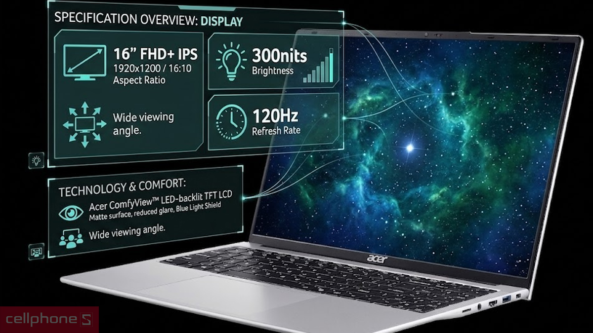 Màn hình laptop Acer Aspire Lite 16 AI AL16-71P-582Q