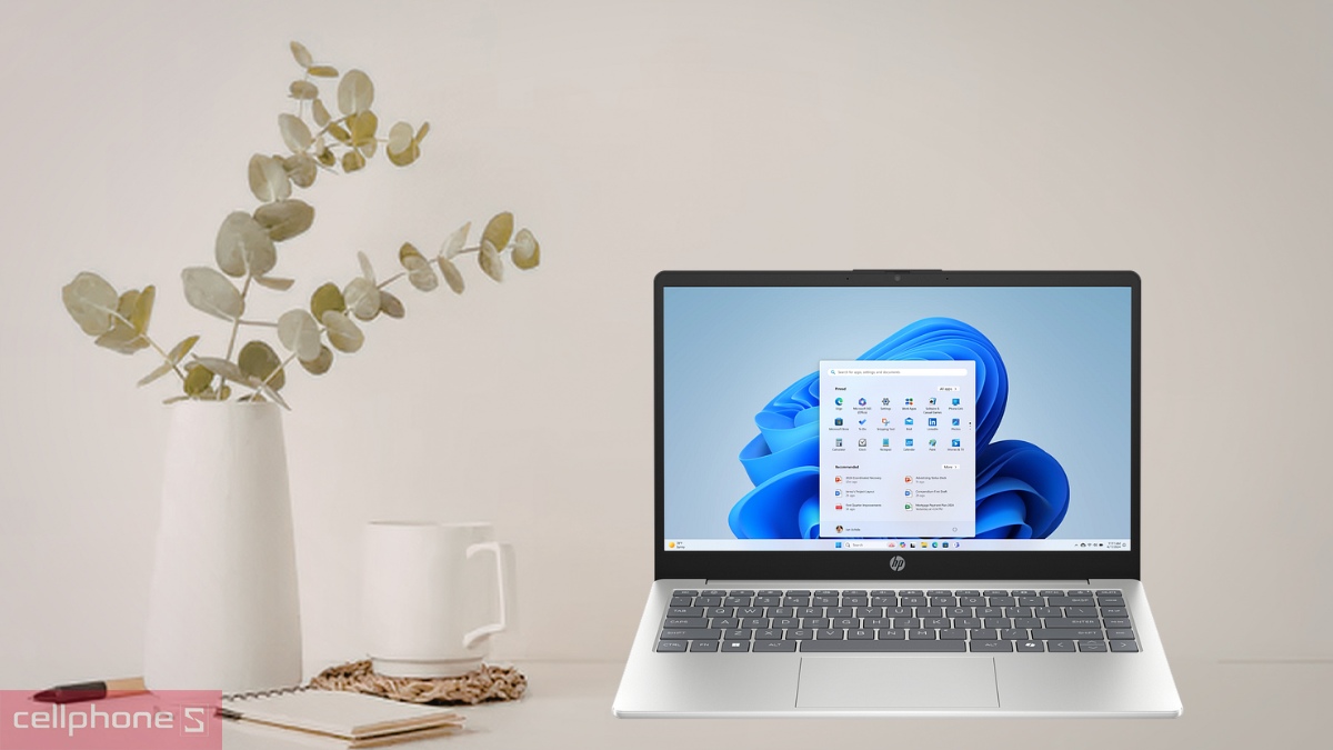 Màn hình 14 inch hiển thị mượt của Laptop HP AI 14-HC0028TU D72BJPA