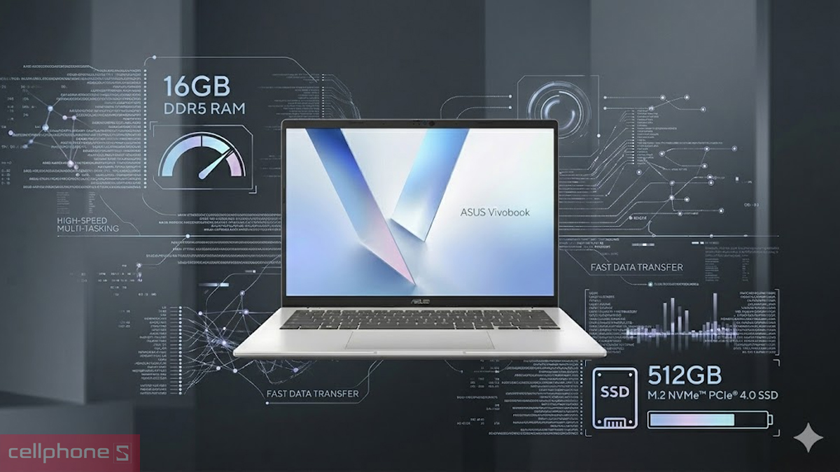 Dung lượng laptop ASUS VivoBook 14 M1407KA-LY849W Ryzen AI 5