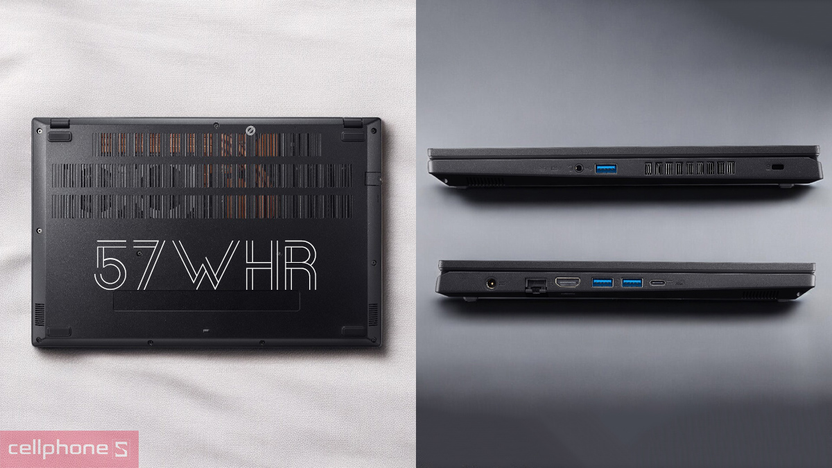 Pin, cổng kết nối của laptop Acer Gaming Nitro V 15 ANV15-41-R732