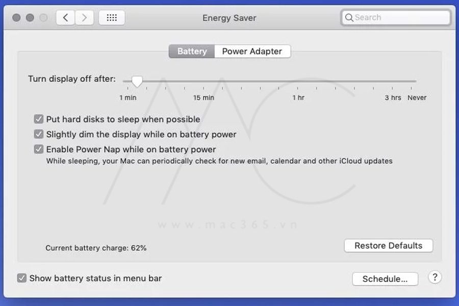 Thay đổi tùy chọn hệ thống để tiết kiệm và sử dụng pin macbook hiệu quả