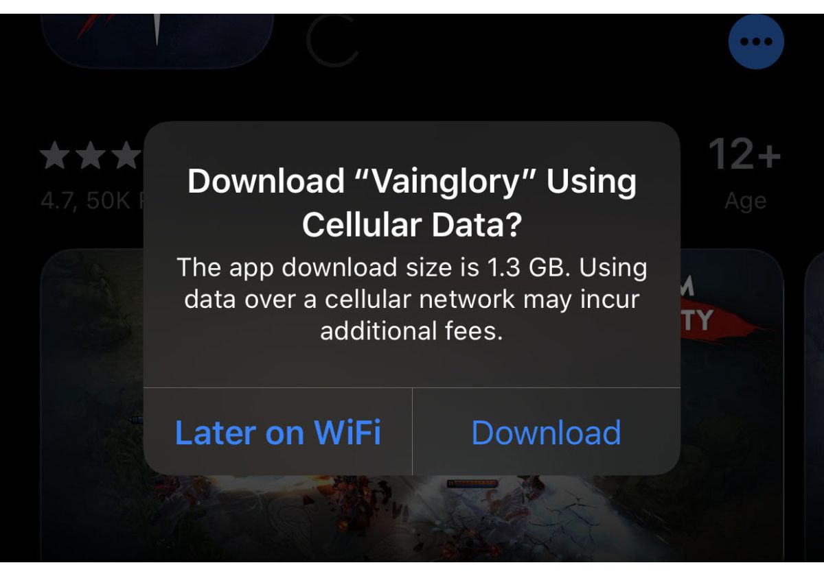 Tính năng mới của iOS 13 giúp bạn không còn bị buộc phải đợi cho đến khi bạn sử dụng Wi-Fi để tải xuống các ứng dụng lớn.