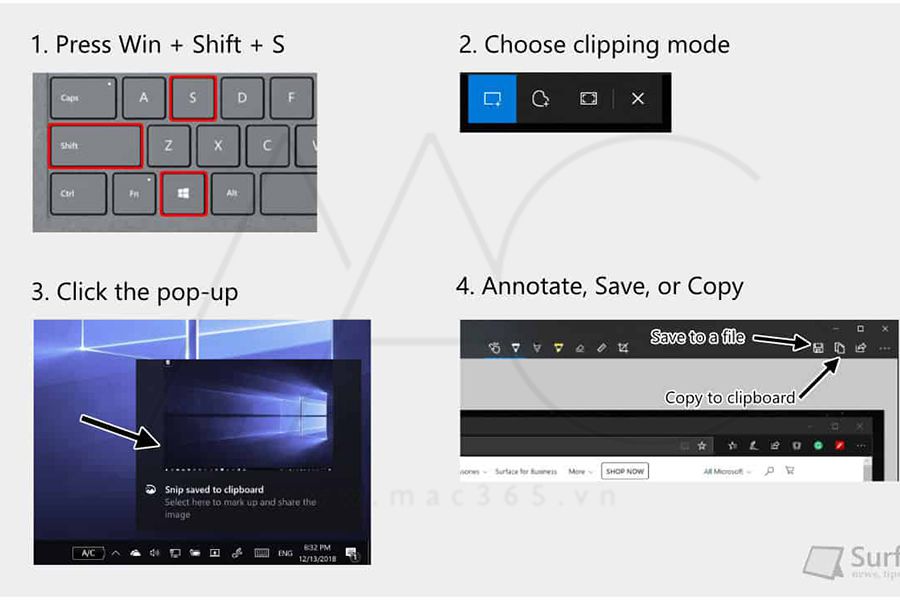Tổ hợp phím Windows + Shift + S cũng là cách khởi động công cụ Snip & Sketch