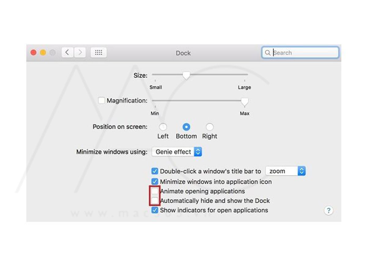 Giới hạn RAM mà thanh DOCK sử dụng cũng giúp tăng tốc macbook