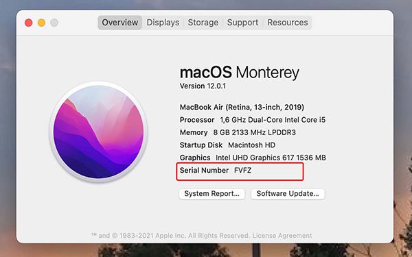 Kiểm tra serial và ngày kích hoạt là cách check Macbook mới giúp bạn xác định được máy mới hay đã từng qua sử dụng
