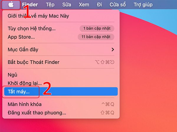 Tắt máy hoàn toàn với menu Apple