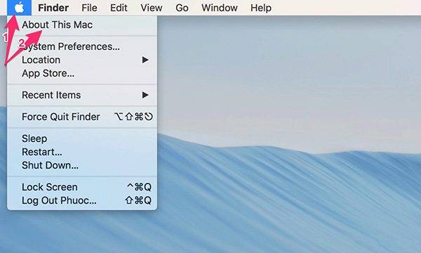 Nhấn vào biểu tượng Apple và chọn "About This Mac"