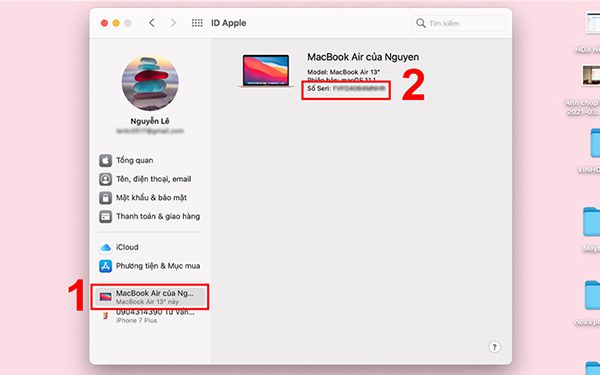 Chọn thiết bị Macbook Air của bạn ở góc trái màn hình