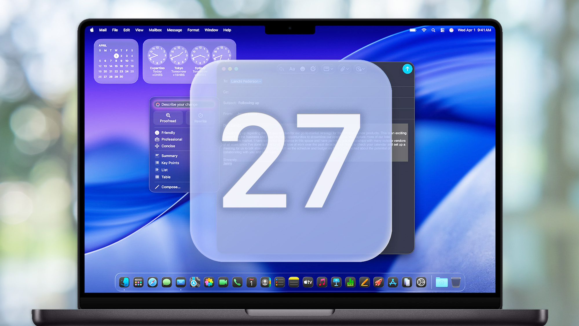 macOS 27 logo shown on a MacBook Pro 16
