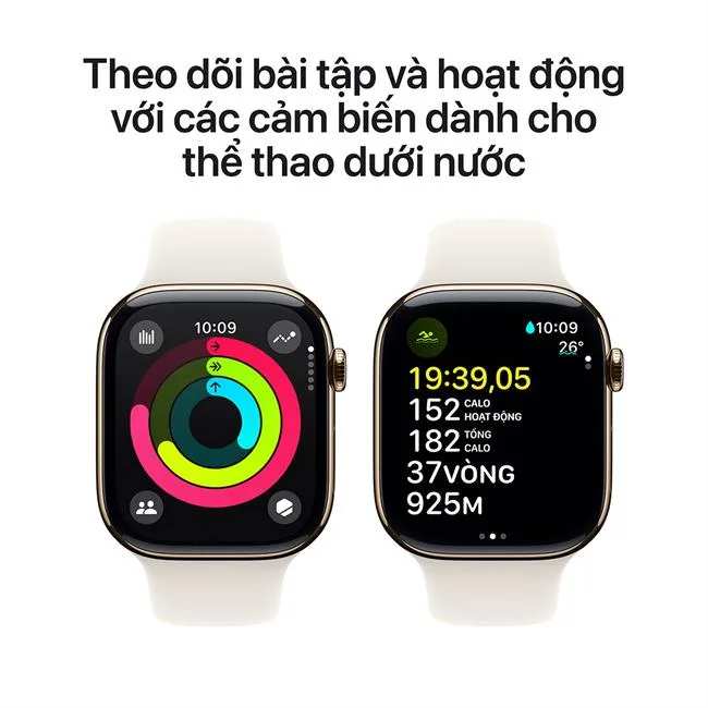 Apple Watch Series 10 GPS + Cellular 46mm viền Titanium dây thể thao màu Titan vàng – ảnh 5