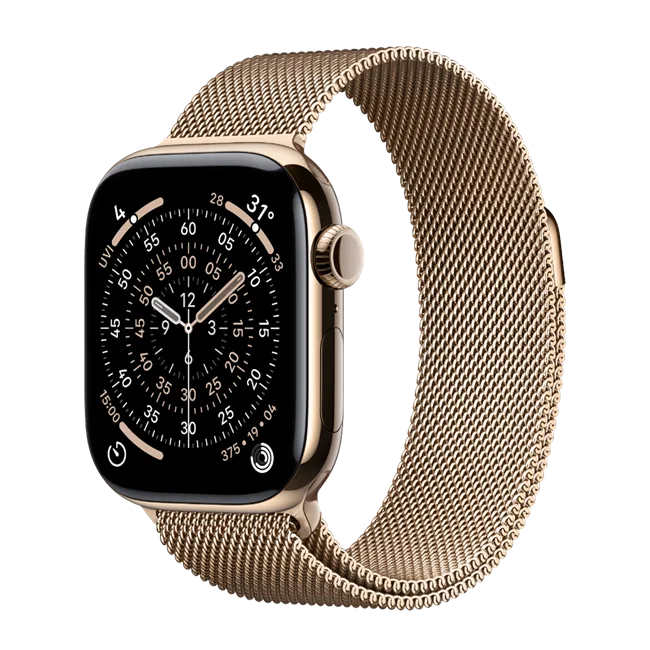 Apple Watch Series 11 GPS + Cellular 42mm viền Titanium dây Milan màu Titan vàng – ảnh 1