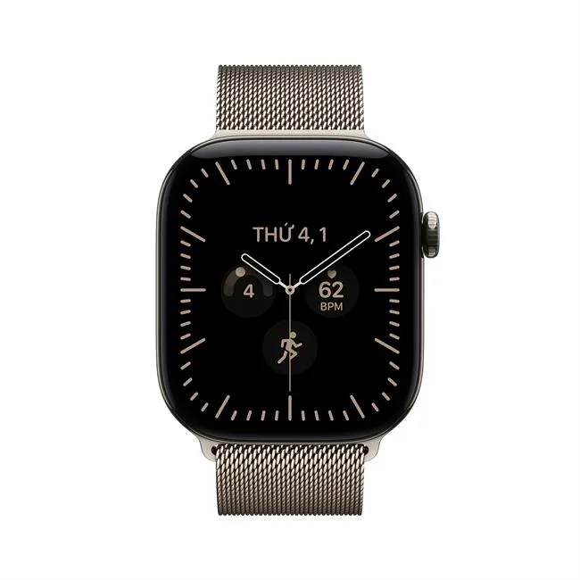 Apple Watch Series 12 GPS + Cellular 46mm viền Titanium dây Milan màu Xám/Vàng – ảnh 11