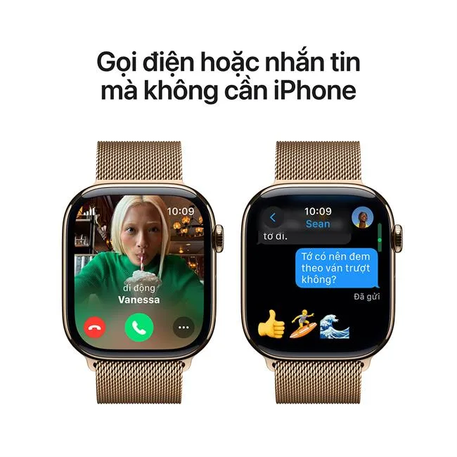 Apple Watch Series 10 GPS + Cellular 46mm viền Titanium dây Milan màu Titan vàng – ảnh 5