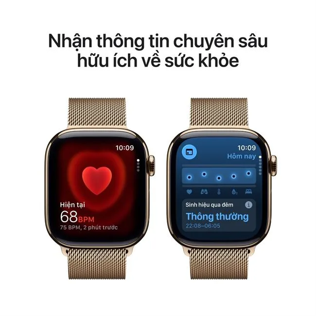 Apple Watch Series 11 GPS + Cellular 42mm viền Titanium dây Milan màu Titan vàng – ảnh 5