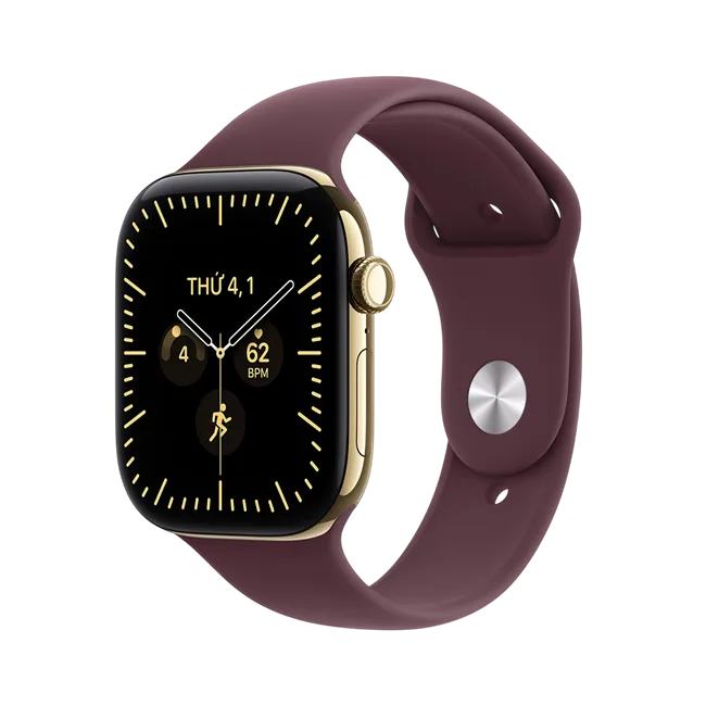 Apple Watch Series 12 GPS + Cellular 46mm viền Titanium dây silicone màu Vàng – ảnh 1
