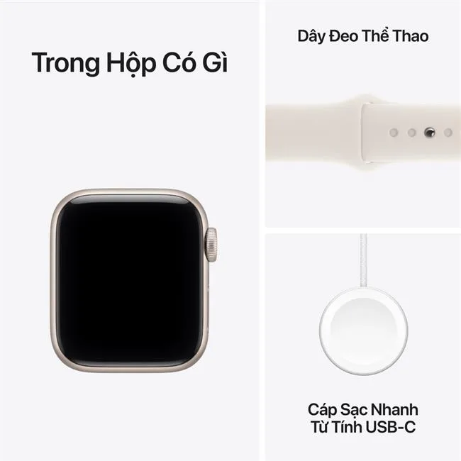 Apple Watch SE 3 GPS + Cellular 40mm viền nhôm dây thể thao màu Trắng Starlight – ảnh 8