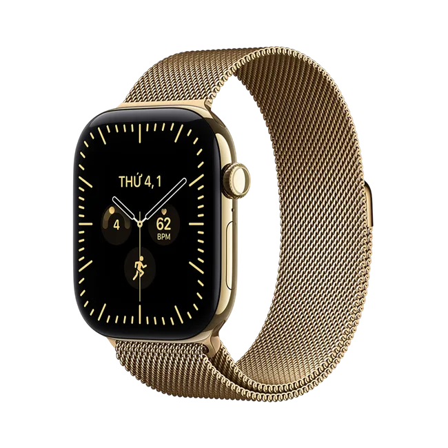 Apple Watch Series 12 GPS + Cellular 46mm viền Titanium dây Milan màu Vàng – ảnh 1