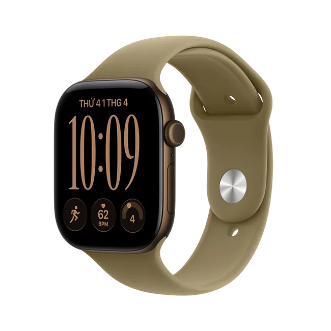 Apple Watch Series 12 GPS + Cellular 42mm viền nhôm dây silicone màu Xám - đồng – ảnh 1