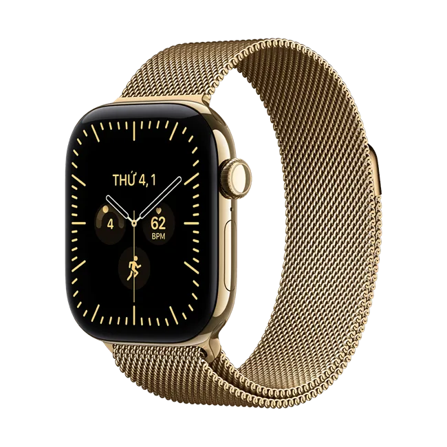 Apple Watch Series 12 GPS + Cellular 42mm viền Titanium dây Milan màu Vàng – ảnh 1