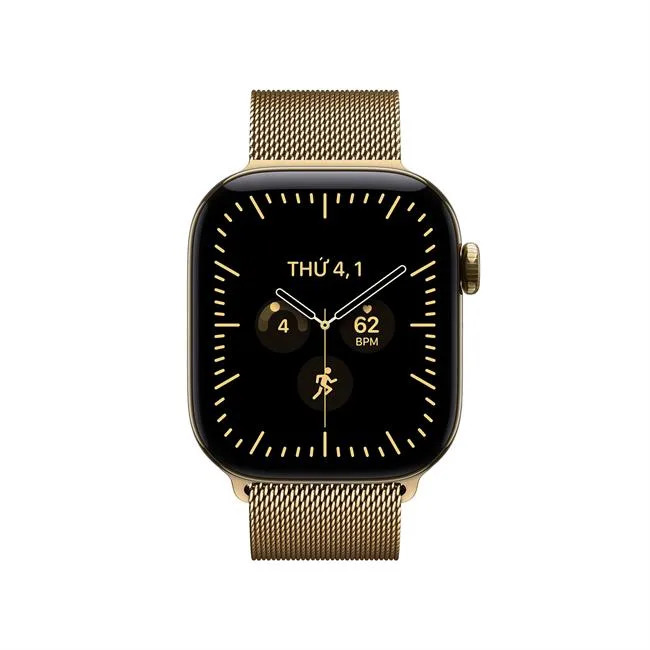 Apple Watch Series 12 GPS + Cellular 42mm viền Titanium dây Milan màu Vàng – ảnh 2