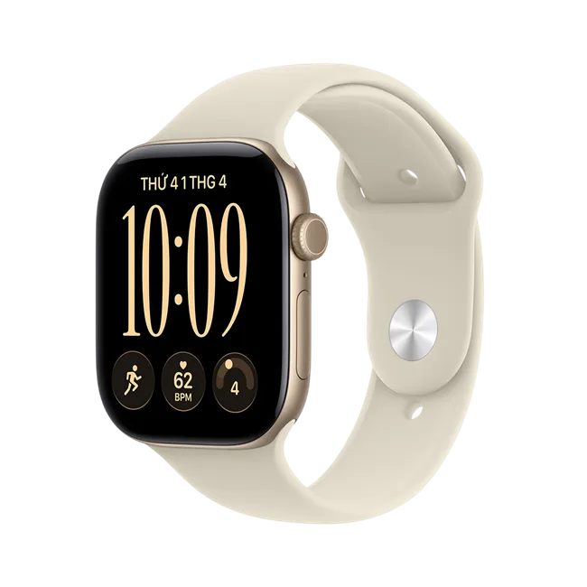 Apple Watch Series 12 GPS + Cellular 42mm viền nhôm dây silicone màu Trắng - Vàng – ảnh 10