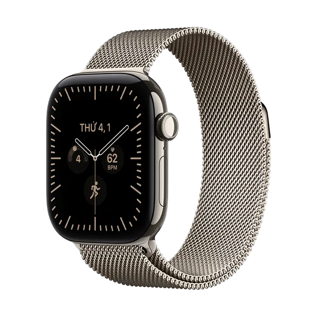 Apple Watch Series 12 GPS + Cellular 42mm viền Titanium dây Milan màu Xám/Vàng – ảnh 10