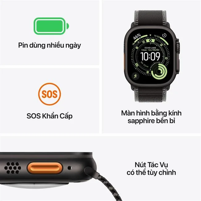 Apple Watch Ultra 3 GPS + Cellular 49mm viền Titanium dây Alpine màu Titan tự nhiên – ảnh 3