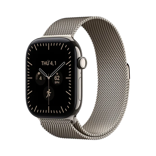 Apple Watch Series 12 GPS + Cellular 46mm viền Titanium dây Milan màu Xám/Vàng – ảnh 10
