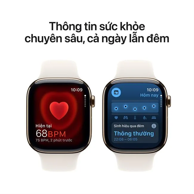 Apple Watch Series 10 GPS + Cellular 46mm viền Titanium dây thể thao màu Titan vàng – ảnh 6