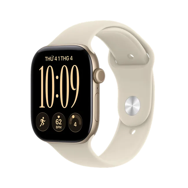 Apple Watch Series 12 GPS 46mm viền nhôm dây silicone màu Trắng - Vàng – ảnh 11