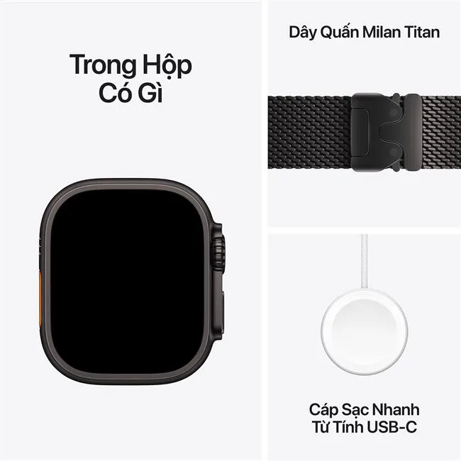Apple Watch Ultra 4 GPS + Cellular 49mm viền Titanium dây Milan màu Titan đen – ảnh 17