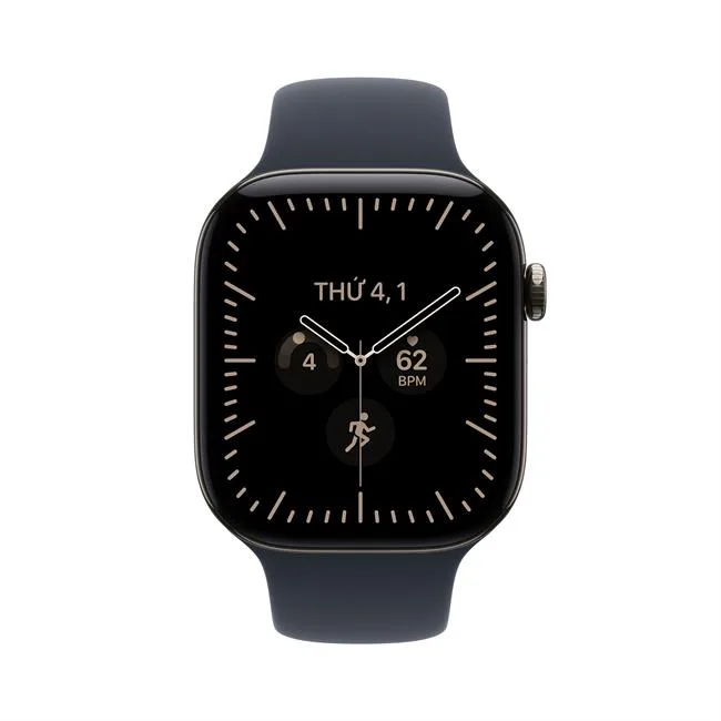 Apple Watch Series 12 GPS + Cellular 42mm viền Titanium dây silicone màu Xám/Vàng – ảnh 11