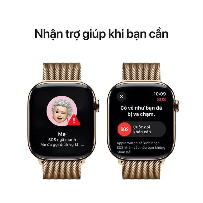 Apple Watch Series 10 GPS + Cellular 46mm viền Titanium dây Milan màu Titan vàng – ảnh 4