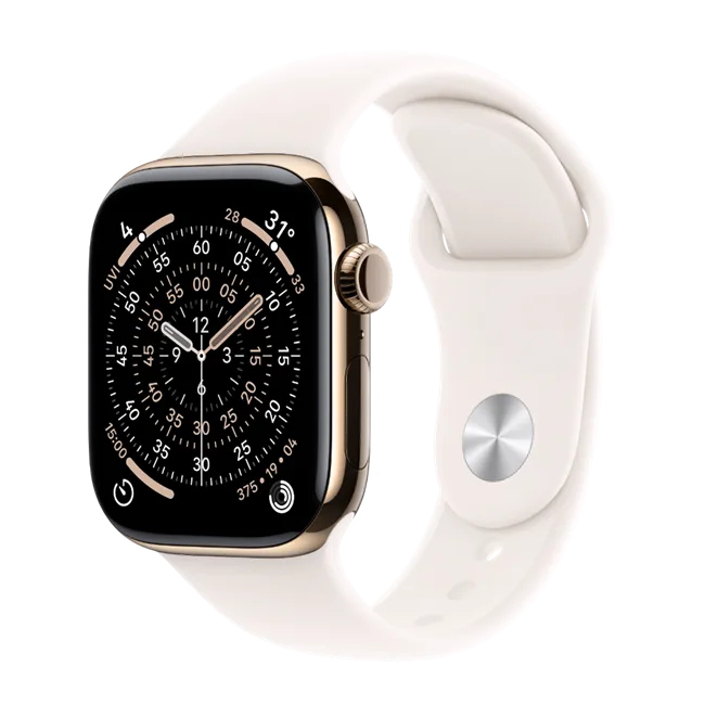Apple Watch Series 11 GPS + Cellular 42mm viền Titanium dây thể thao màu Titan vàng – ảnh 1