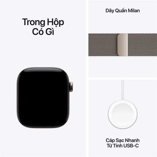 Apple Watch Series 12 GPS + Cellular 42mm viền Titanium dây Milan màu Xám/Vàng – ảnh 17