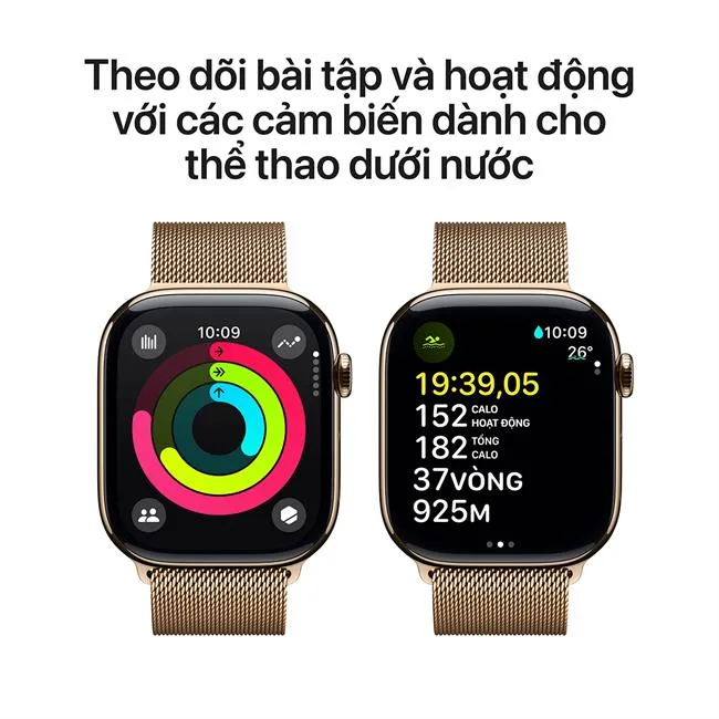 Apple Watch Series 10 GPS + Cellular 46mm viền Titanium dây Milan màu Titan vàng – ảnh 3