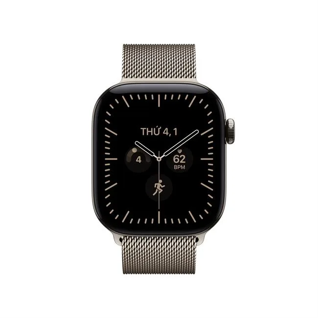 Apple Watch Series 12 GPS + Cellular 42mm viền Titanium dây Milan màu Xám/Vàng – ảnh 11