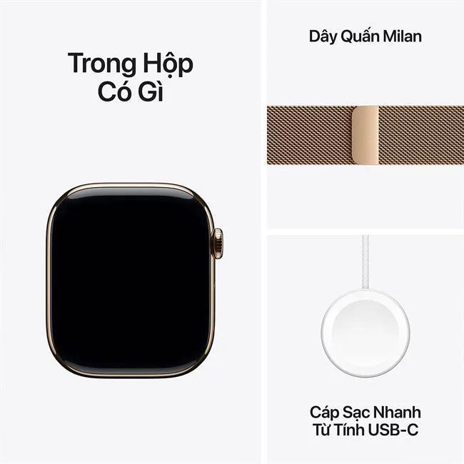 Apple Watch Series 10 GPS + Cellular 46mm viền Titanium dây Milan màu Titan vàng – ảnh 7