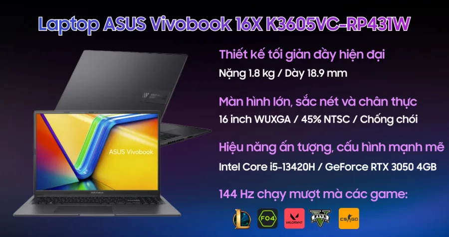 ASUS Gaming Vivobook 16X K3605VC-RP431W – ảnh 9