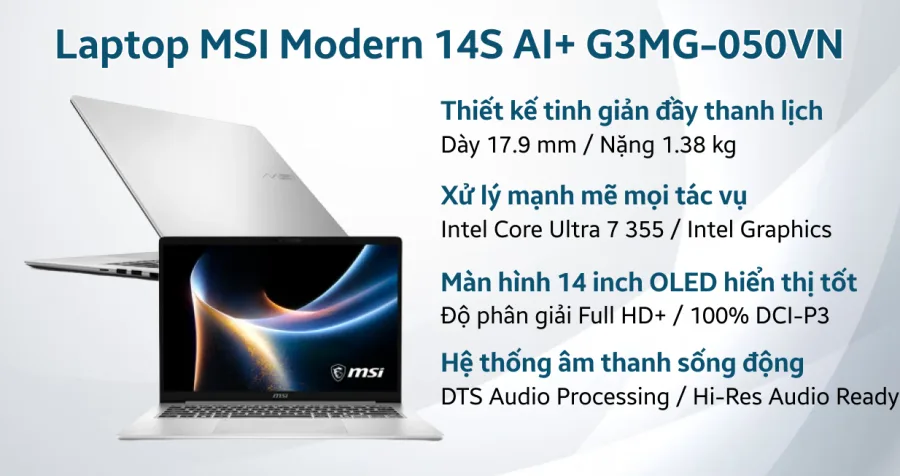 MSI Modern 14S AI+ G3MG-050VN – ảnh 2