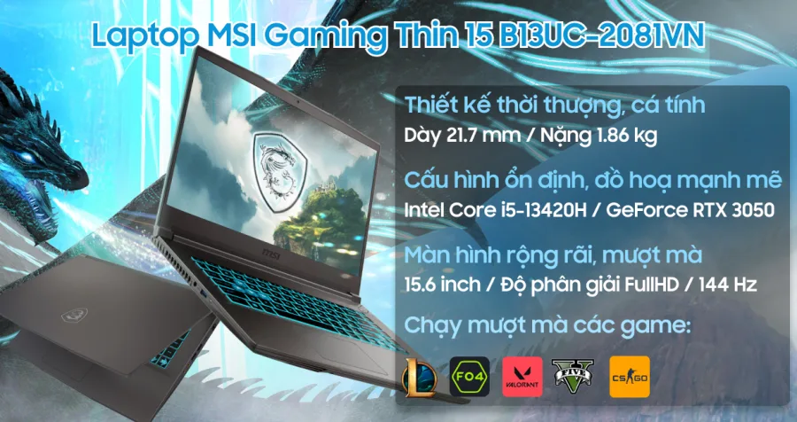 MSI Gaming Thin 15 B13UC-2081VN – ảnh 8