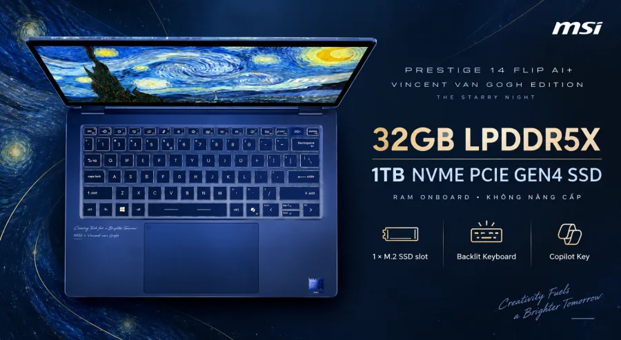 MSI Prestige 14 Flip AI+ Vincent van Gogh Edition - The Starry Night 14T235-259VN – ảnh 5