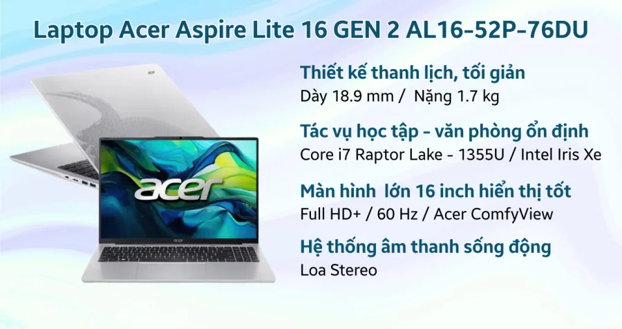 Acer Aspire Lite 16 GEN 2 AL16-52P-76DU – ảnh 2