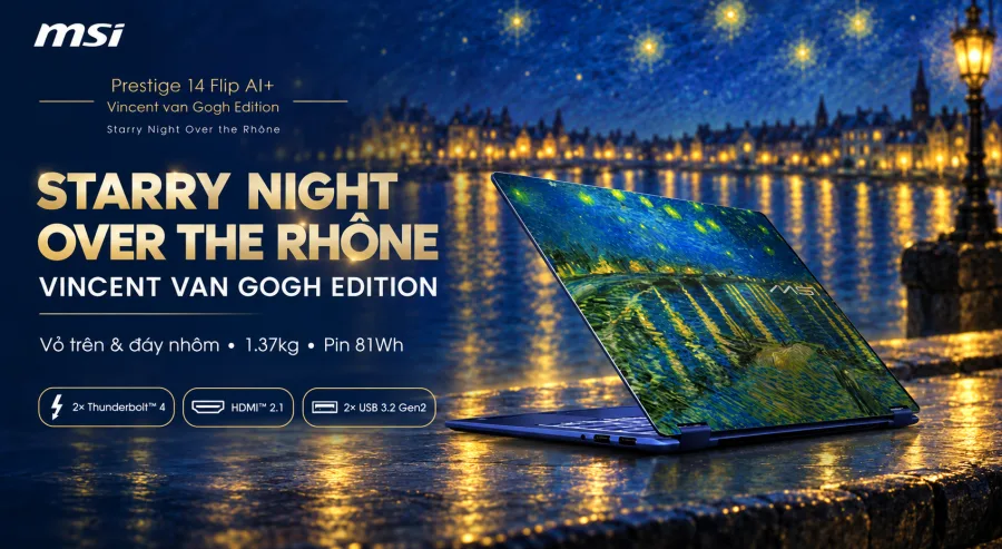 MSI Prestige 14 Flip AI+ Vincent van Gogh Edition - Starry Night Over the Rhône 14T234-260VN – ảnh 5