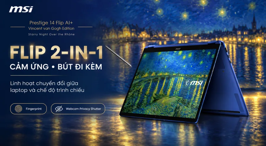 MSI Prestige 14 Flip AI+ Vincent van Gogh Edition - Starry Night Over the Rhône 14T234-260VN – ảnh 2